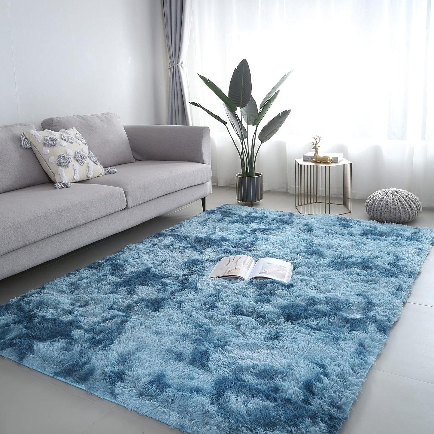 Ultra Soft Modern Shaggy Area Rug for Bedroom and Living Room - Fluffy Throw Carpet for Kids' Rooms (4x6 Feet, Dark Gray)
