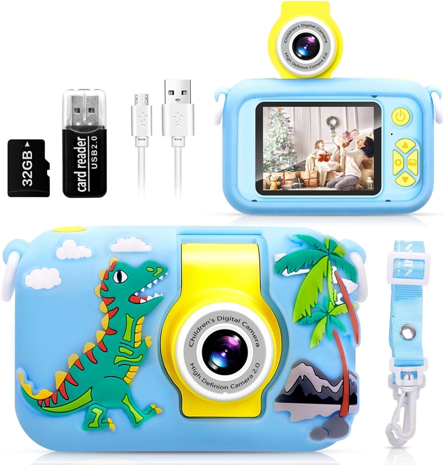 Digital Camera for Kids with 2.4-Inch IPS Screen, 180° Flip Lens, and Built-in Games - Gift for Ages 4-11