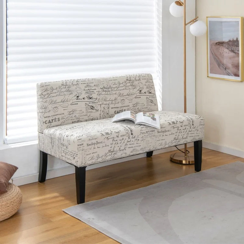 Armless Loveseat Sofa with Backrest and Spring Cushion Support