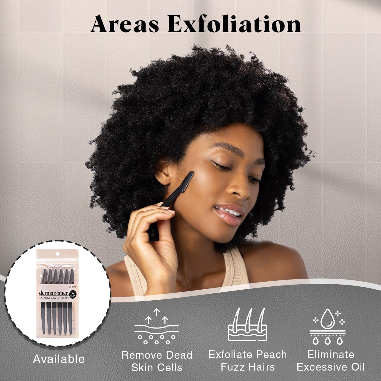 Dermaplaning Razor Set for Women - 12-Piece Facial and Eyebrow Shaver Collection (Black)