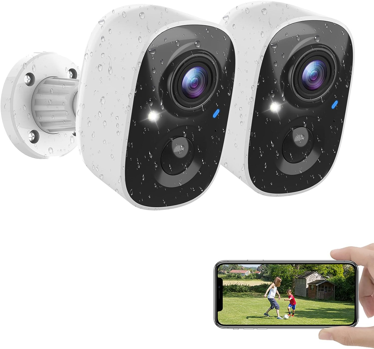 Wireless Outdoor Security Camera System (2-Pack) - Battery-Powered Home Surveillance with AI Motion Detection, Spotlight, Siren Alarm