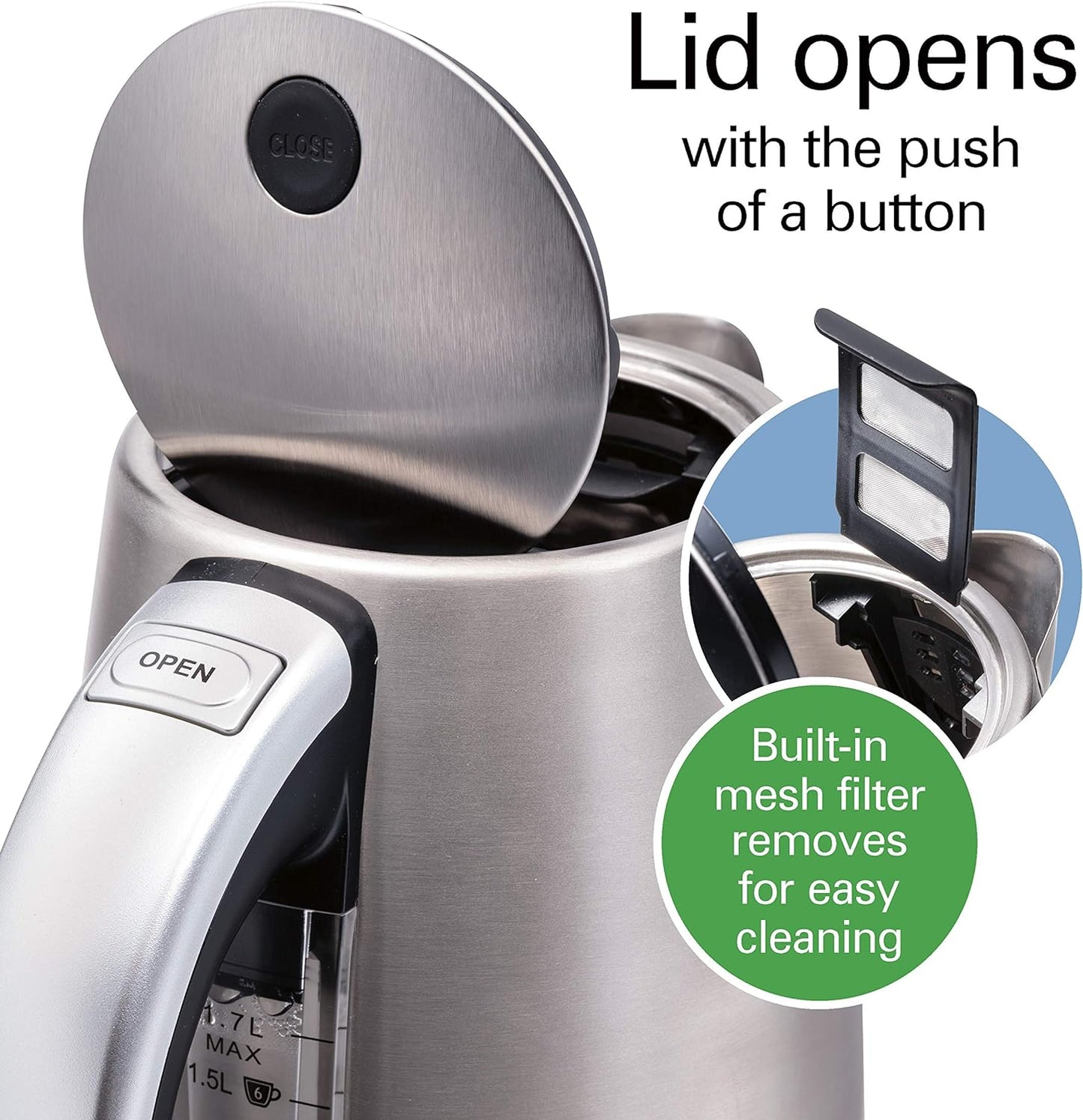 Hamilton Beach 41028 Professional Electric Kettle with Digital Controls, Six Preset Temperatures, LCD Display, 1500 Watts, Silver