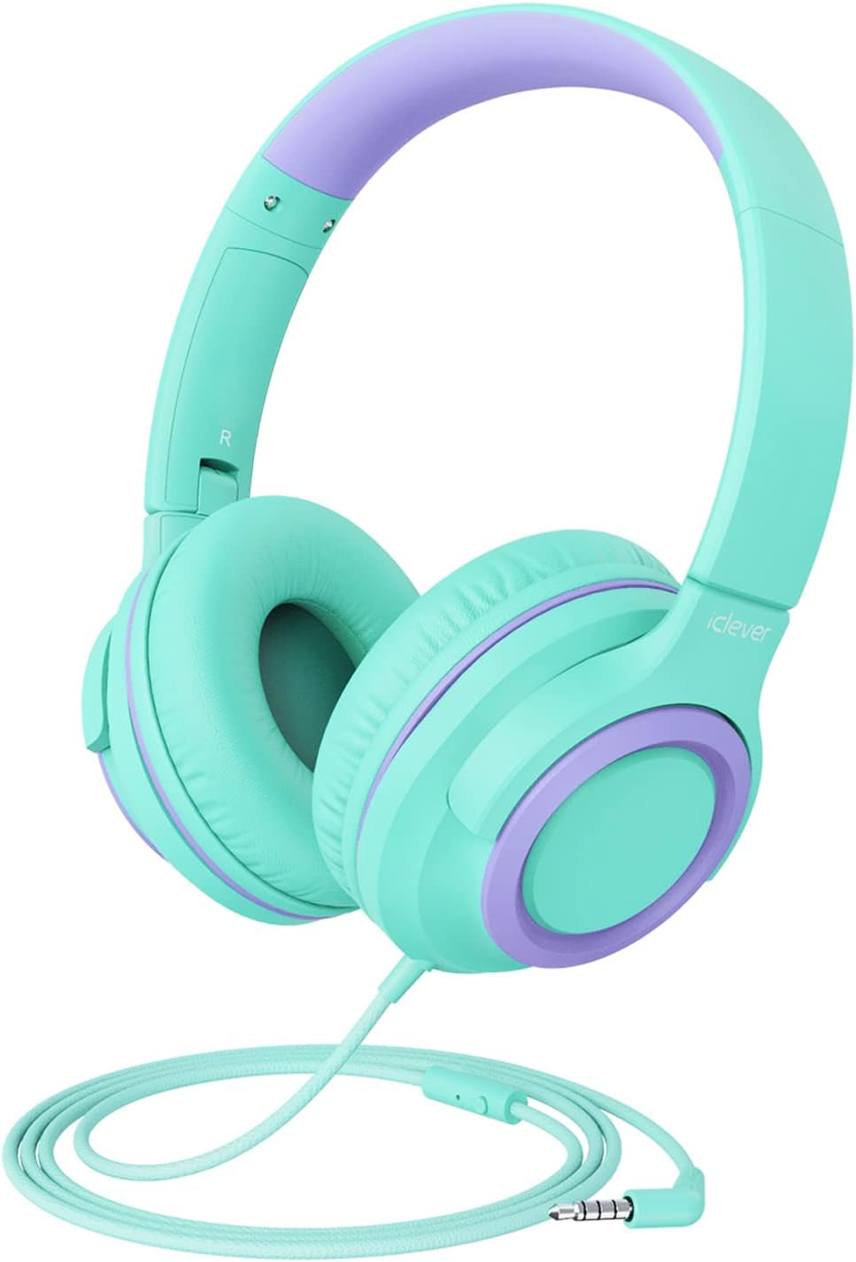 2-Pack Children's Headphones with Sharing Splitter - 94dB Volume Limiting - HS22 Wired Stereo Headphones for Kids and Teens, Tangle-Free 3.5mm Jack, Foldable Design for School, Tablets, and Travel