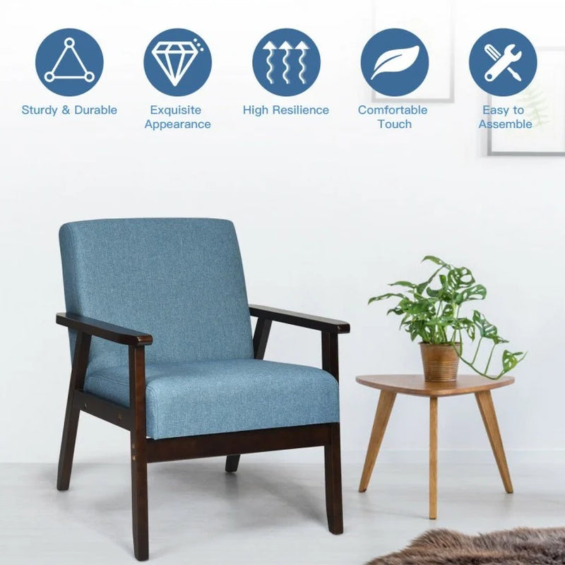 Mid-Century Modern Fabric Accent Armchair for Living Room