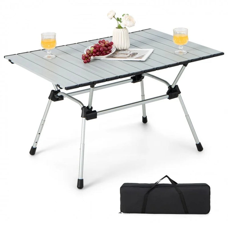 Heavy-Duty Aluminum Camping Table with Carrying Bag, Foldable Design