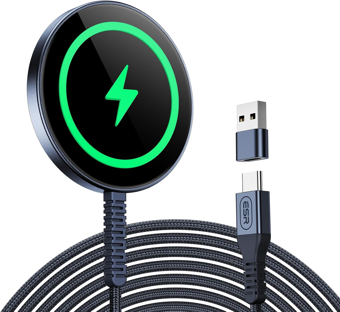 Wireless Charger for MagSafe (Halolock) for iPhones - Featuring Strong Magnetic Lock, Silver
