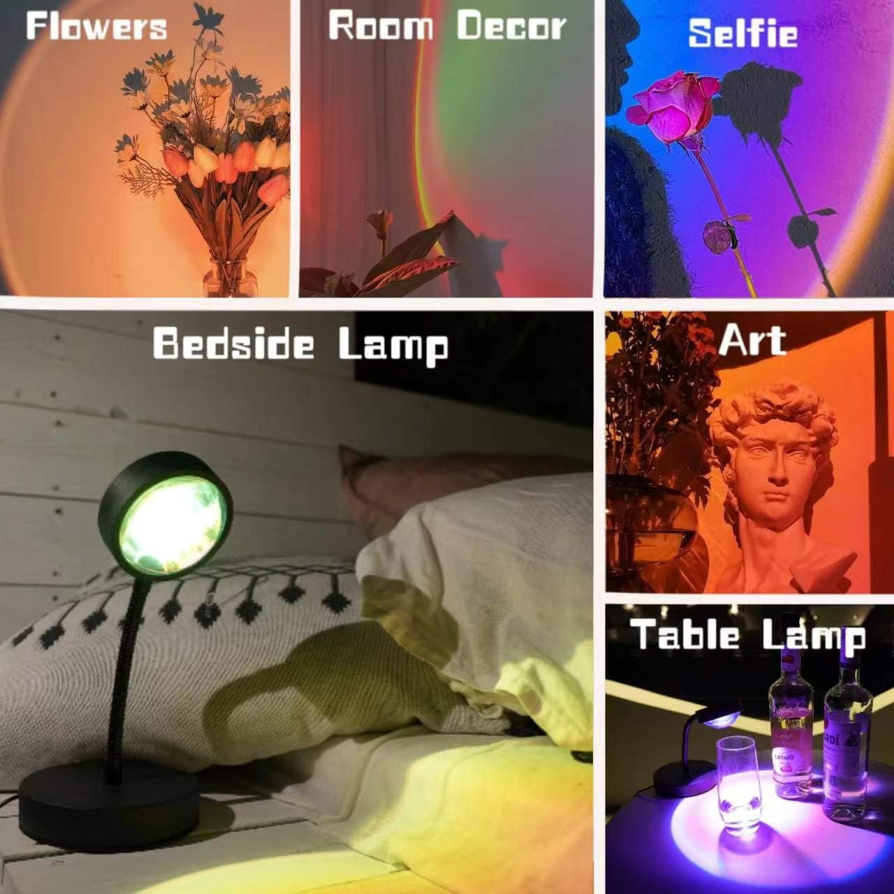 Upgraded 10W Sunset Lamp Projector - LED Ambient Night Light for Children, Sunlight and Sunrise Effects, RGB Party Lighting