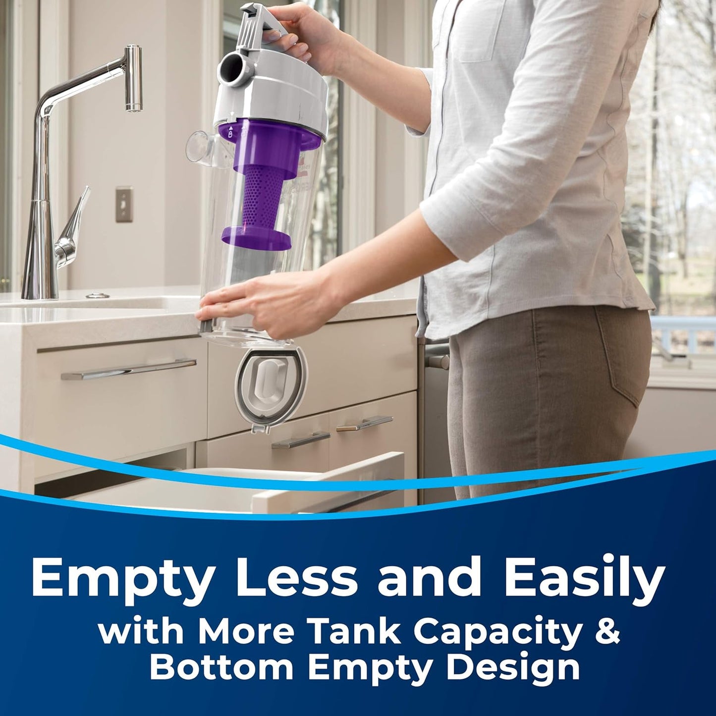 Turbo Compact Upright Vacuum Cleaner with Cyclonic Separation and Permanent Filter - Lightweight Purple Design