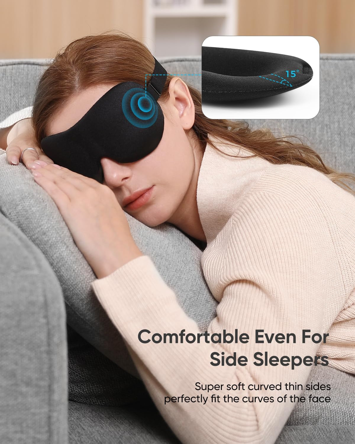 3D Blackout Sleep Masks for Side Sleepers, Pack of 3 - Ideal for Men and Women