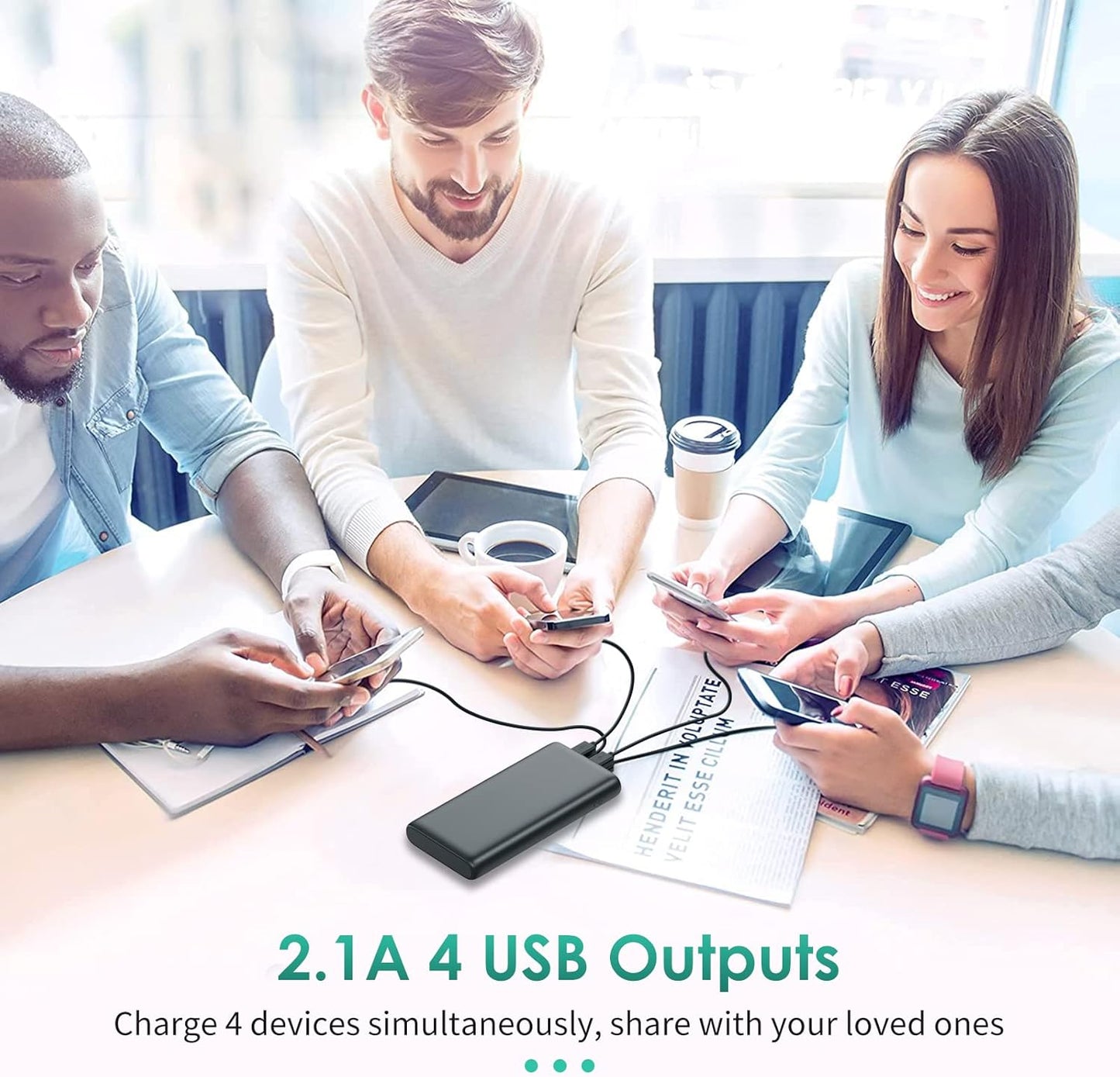High-Capacity 38,800mAh Portable Charger with LCD Display, 5 USB Outputs, Dual USB-C Input/Output