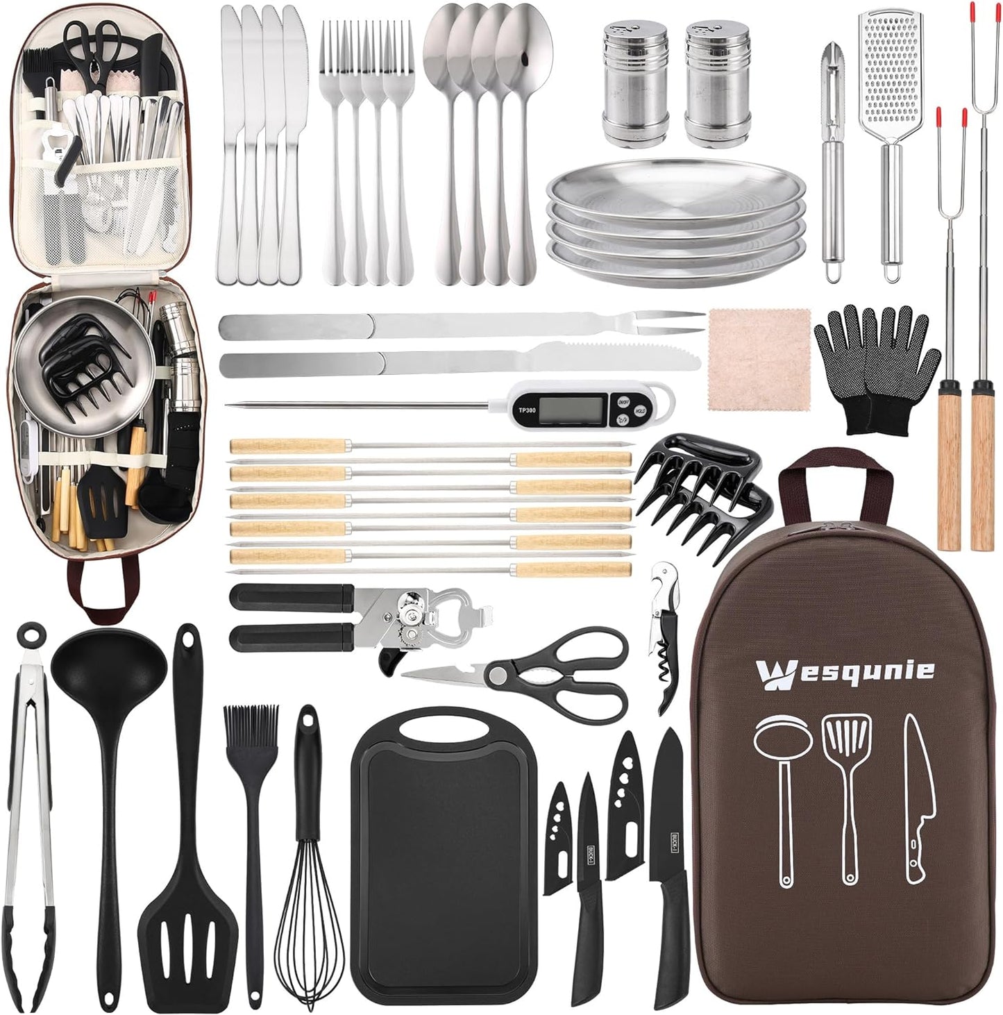 Camping Cooking Cookware Set - Essential Utensils and Accessories for Outdoor Cooking and BBQ, Ideal for Backpacking and Camping Gear