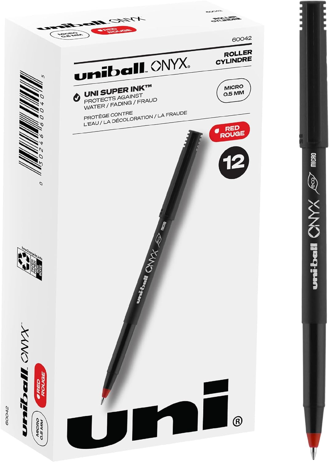 ONYX Rollerball, Stick Roller Ball Pen Micro-0.5Mm, 12 Pack, Blue Ink (60041)