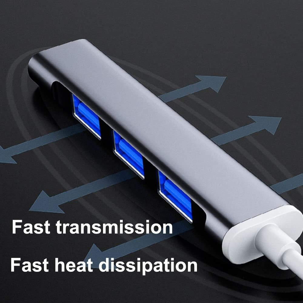 Aluminum USB 3.0 Hub - Portable High-Speed Multi-Port Splitter Adapter for PC, Laptop, DesktopUSB Flash Drives, and Mobile HDDs