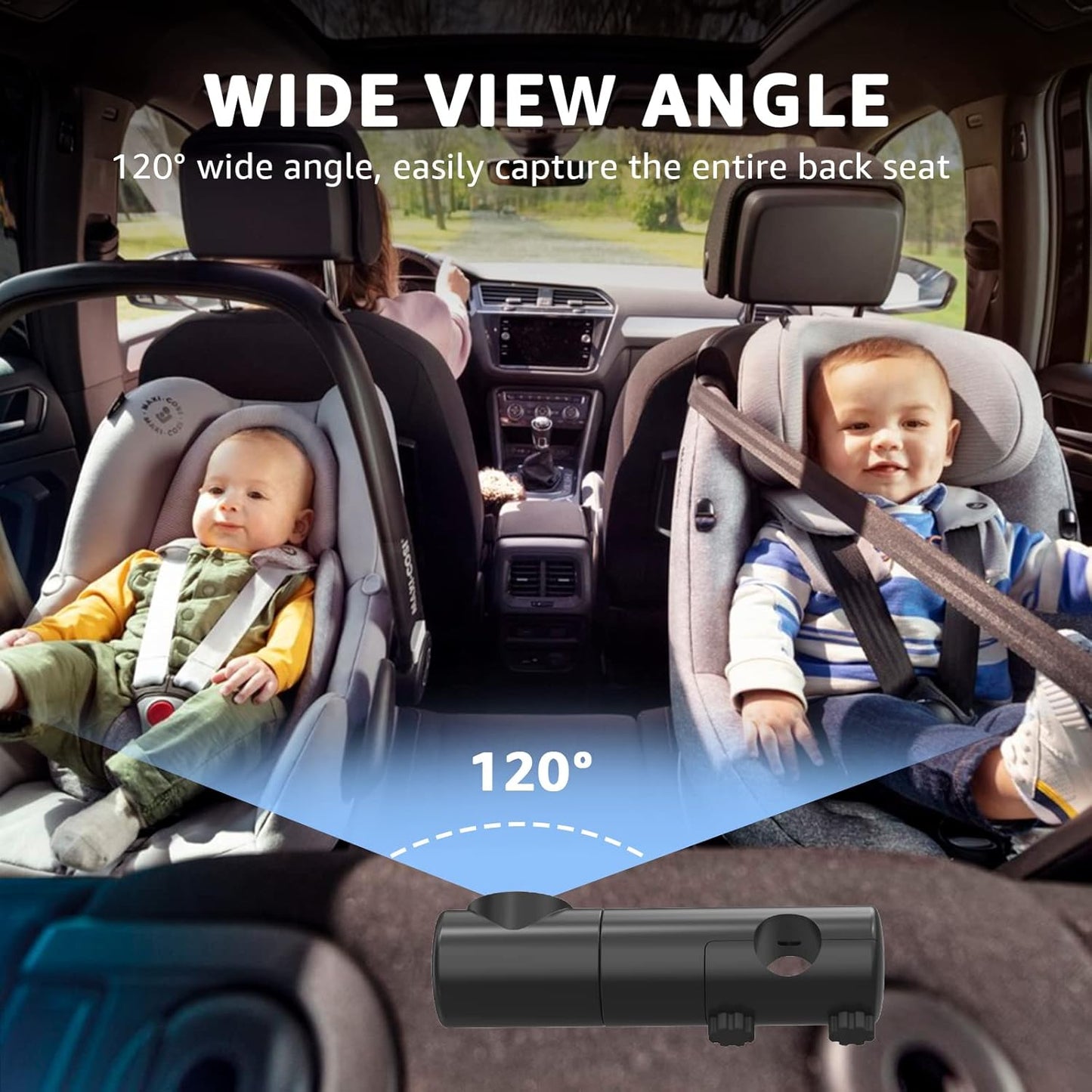 Baby Car Monitor with Night Vision, 4.3 Inch Rear-Facing Camera for Clear Observation of Infants