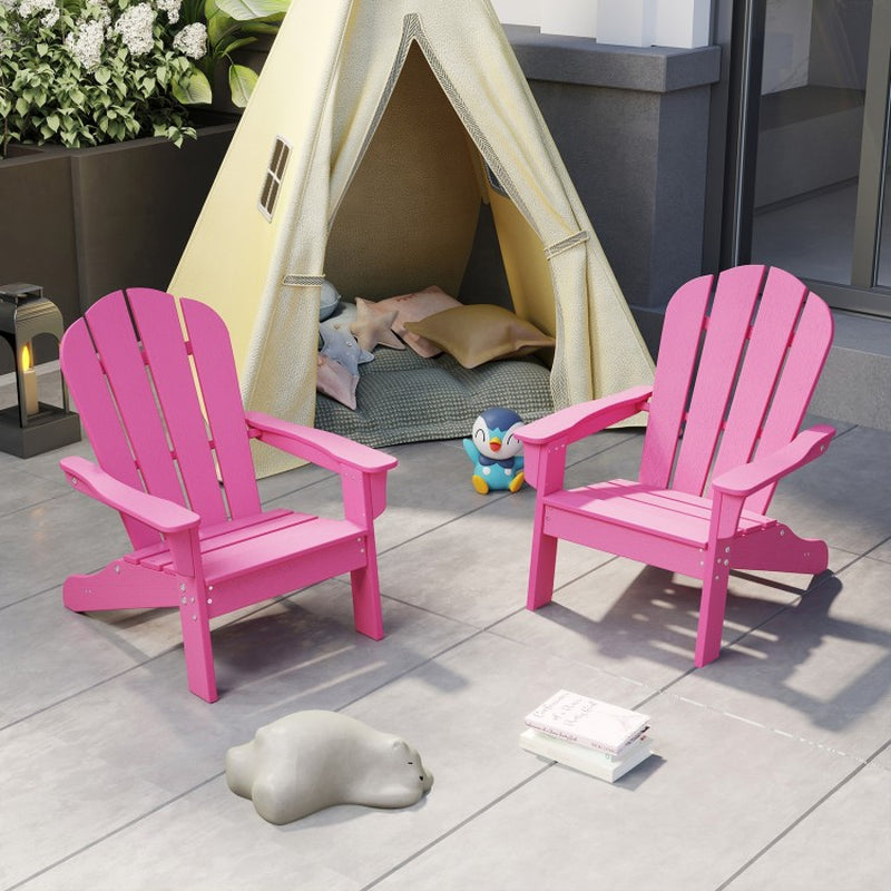 All-Weather HDPE Children's Adirondack Chair with High Backrest and Armrests