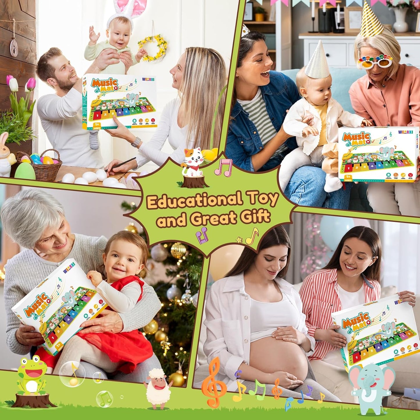 Piano Play Mat 45 x 18 Inch - Toddlers, Featuring 10 Animal Sounds - 9 Piano Notes, Educational Toy - Ages 1-3