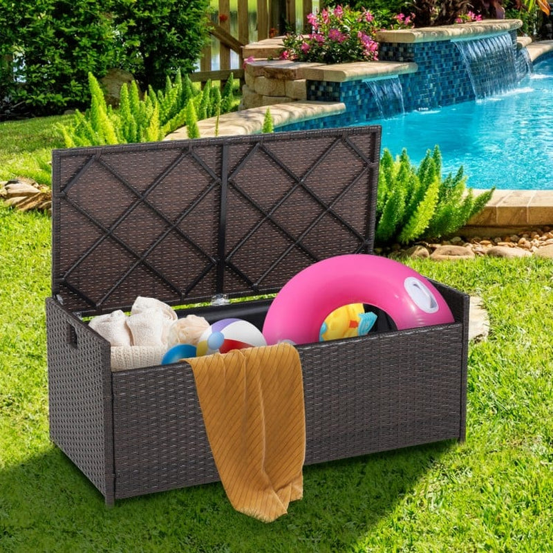 34-Gallon Patio Storage Bench with Cushioned Seat and Zippered Liner