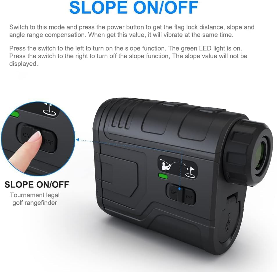Laser Rangefinder for Golf and Hunting with Slope Switch, Flagpole Lock, Altimeter, Speed, and Distance Modes - Type-C Rechargeable