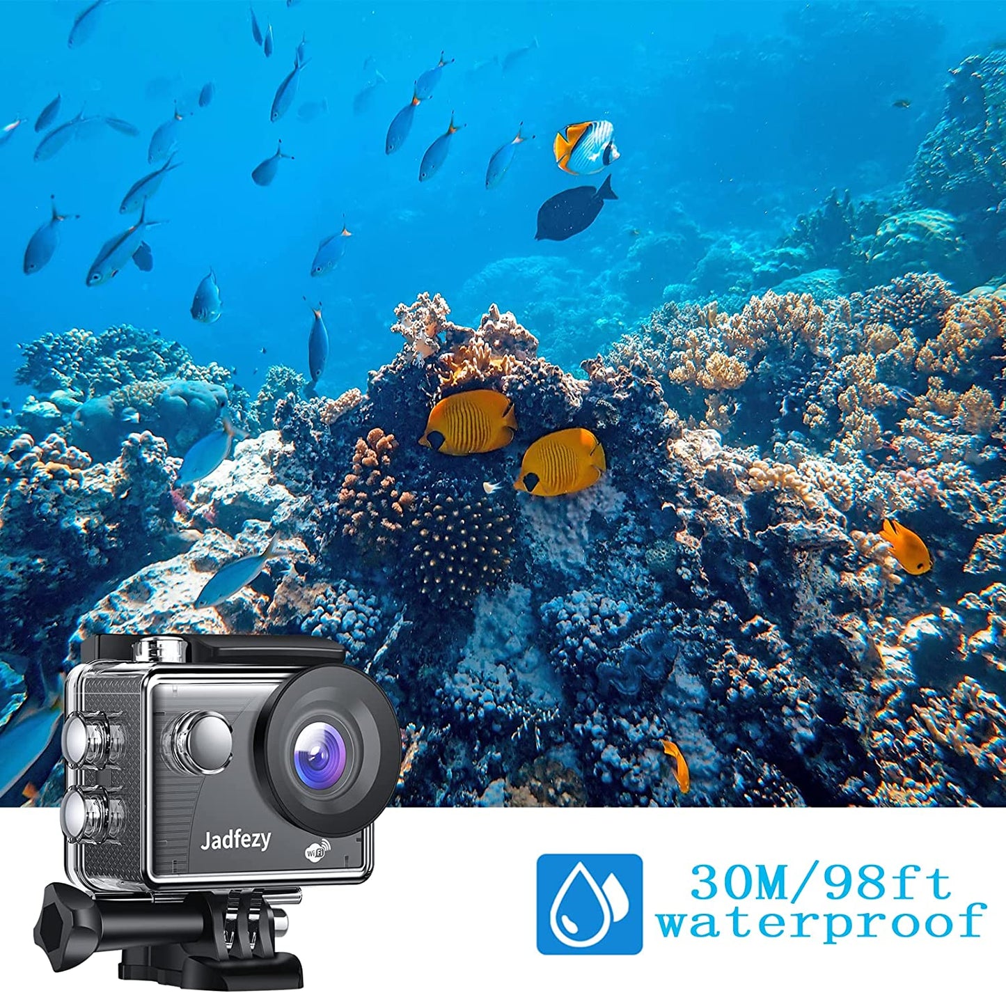 Ultra HD 1080P WiFi Action Camera, 12MP Sports Camera - Wide-Angle Lens, 2" LCD Screen, 30M Waterproof Capability, 2 Batteries, Accessories Kit