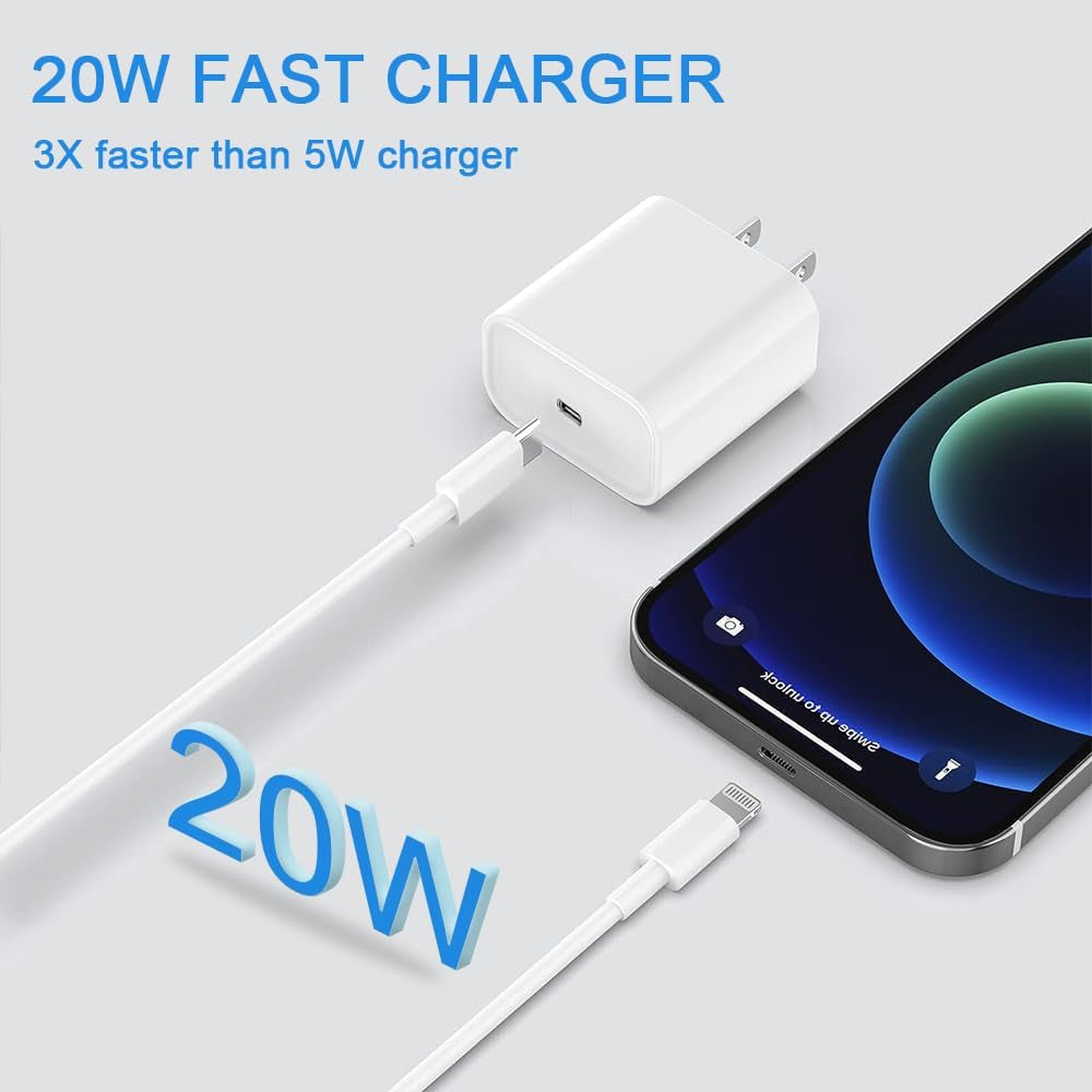 MFi Certified 20W PD Fast Charger - 2-Pack USB-C Wall Charger with Cable, Compatible with iPhone, iPad, and AirPods