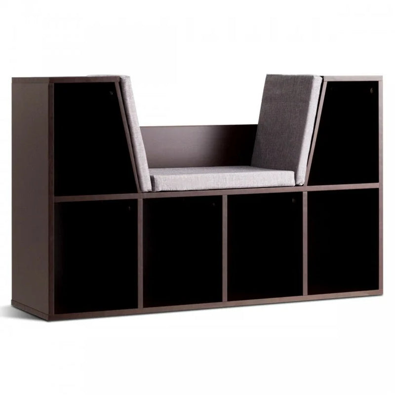6-Cubby Children's Storage Bookcase with Integrated Cushioned Reading Nook