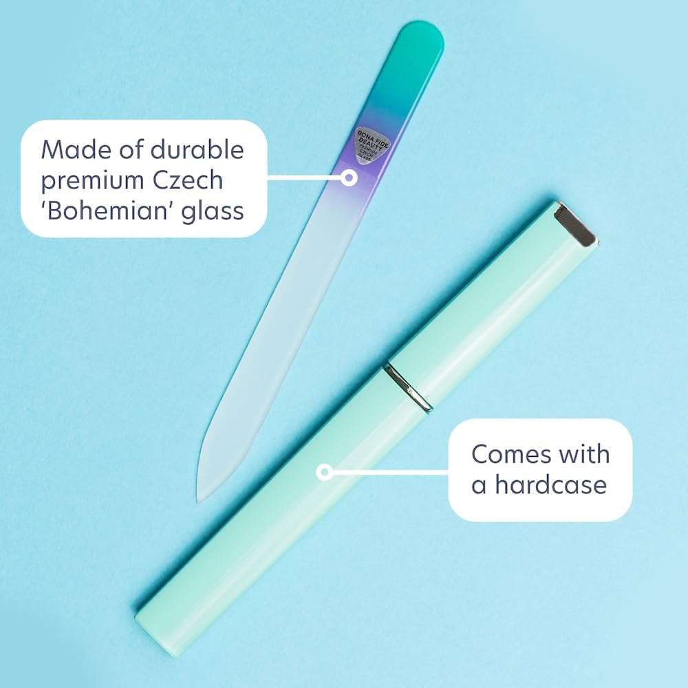 Premium Czech Glass Nail File with Case - Expert Precision Manicure Tool for Smooth Finishing