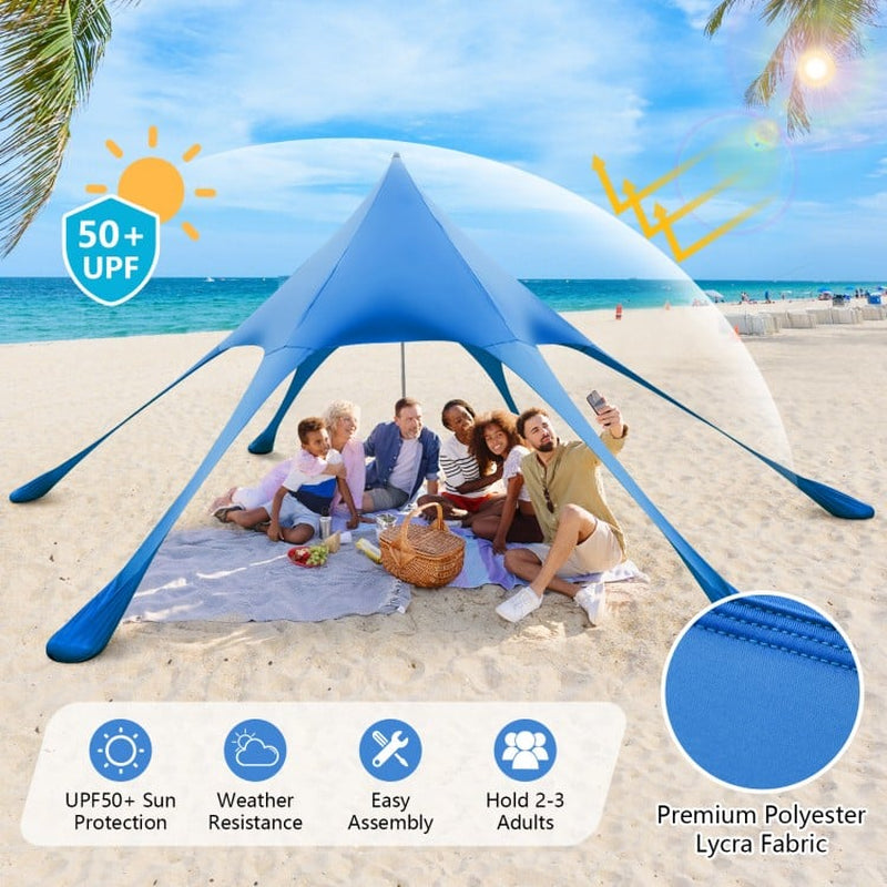 20' x 20' Beach Canopy Tent with UPF 50+ Sun Protection and Included Shovel