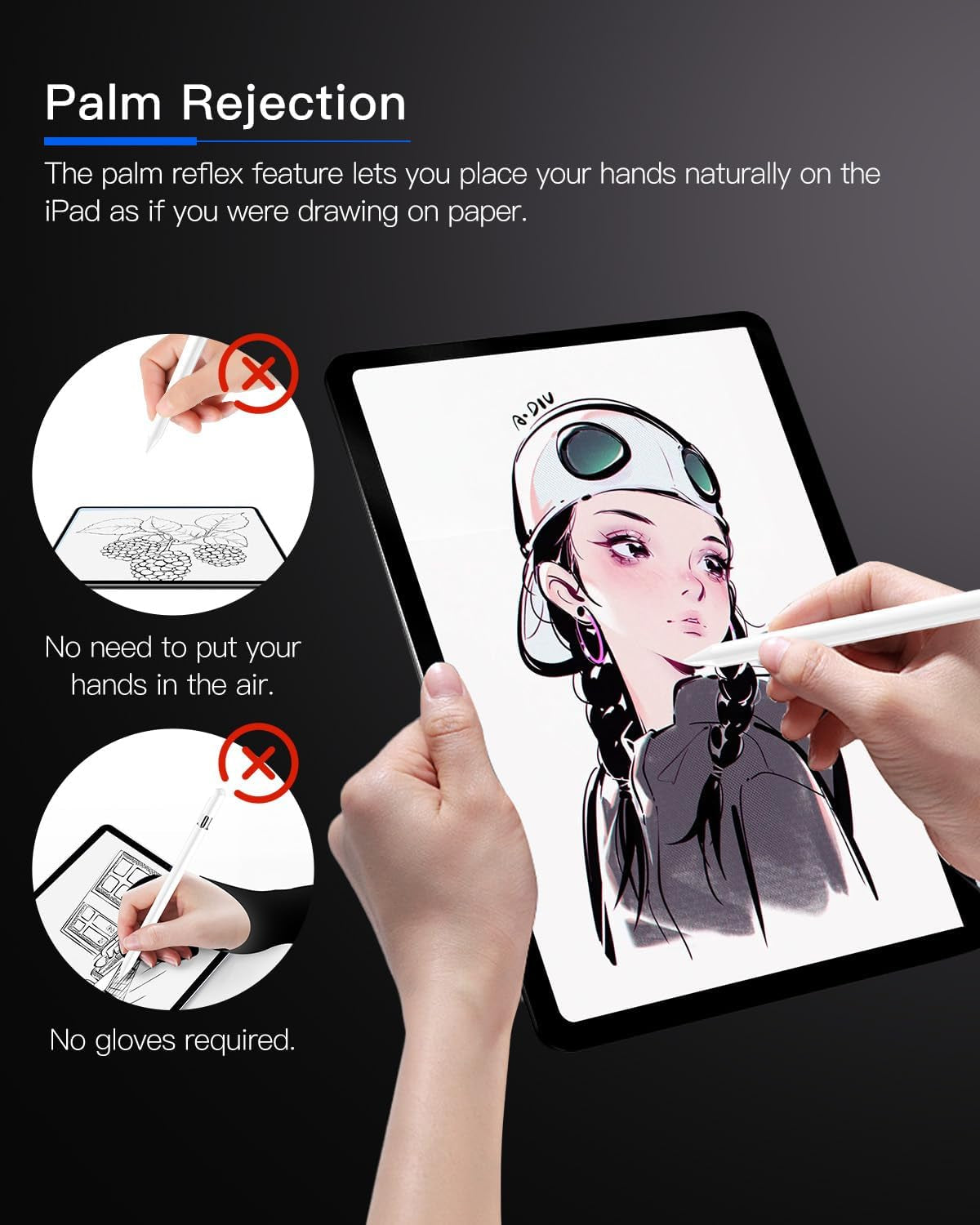 Stylus Pen for iPad (2018-2024) - - Features 2X Fast Charging and Palm Rejection