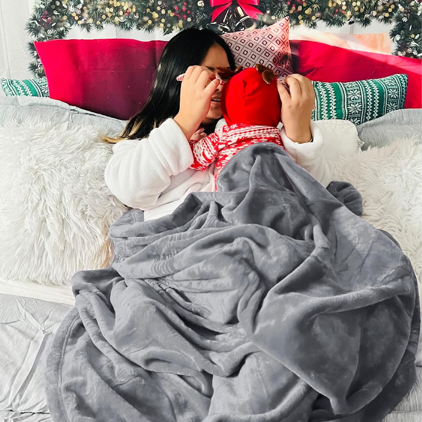 Fleece Throw Blanket for Couch - Grey Throw Blankets, Lightweight Fuzzy Cozy Soft Plush Warm Blankets - 50X60 Inches (Grey)