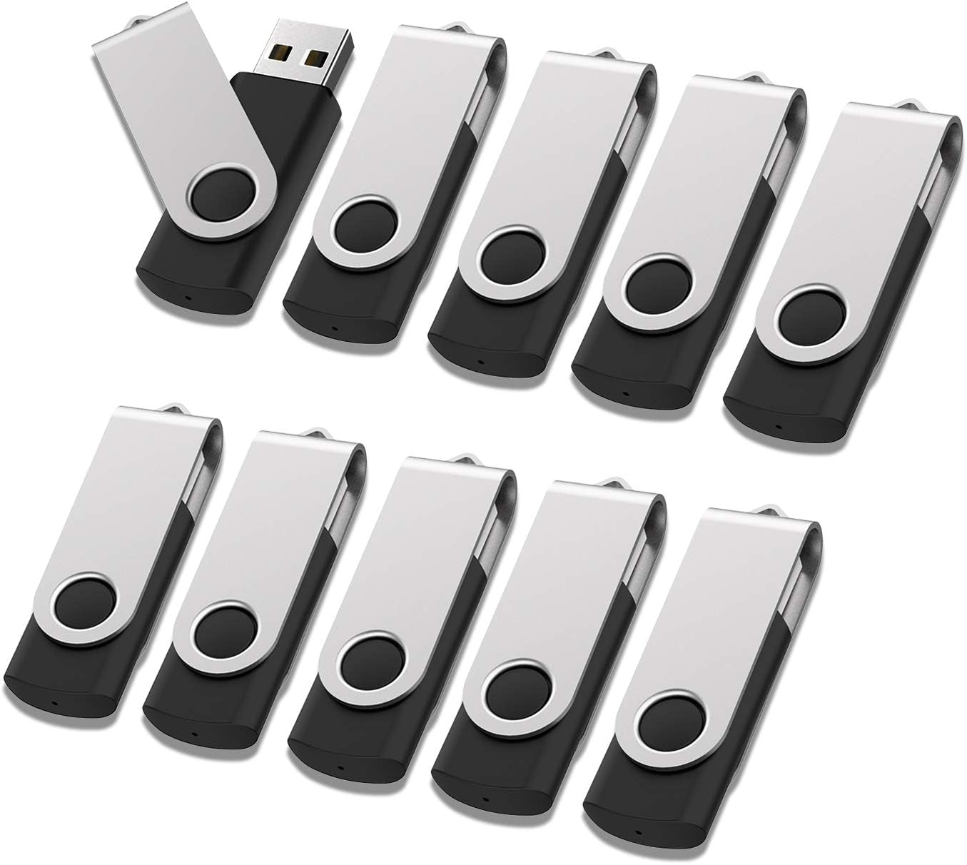 64GB USB Flash Drive - 5-Pack Retractable Memory Sticks (USB 2.0) in Black, Red, Blue, Green, and Purple for Data Storage