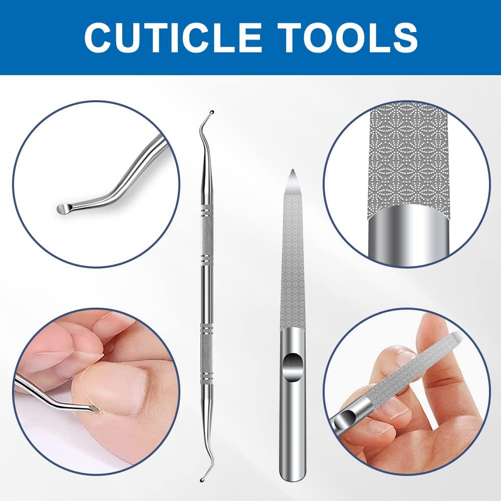 Professional Toenail Clippers for Seniors - 37mm/16mm Wide Jaw Opening, Heavy Duty 5-Piece Set for Thick Nails, Ideal Gift for Men and Women (Silver)