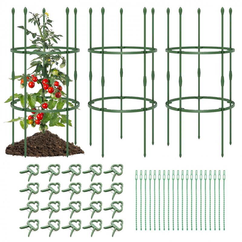 3-Pack Garden Trellis Plant Support Stands, 40/60 Inches Tall with Clips and Ties