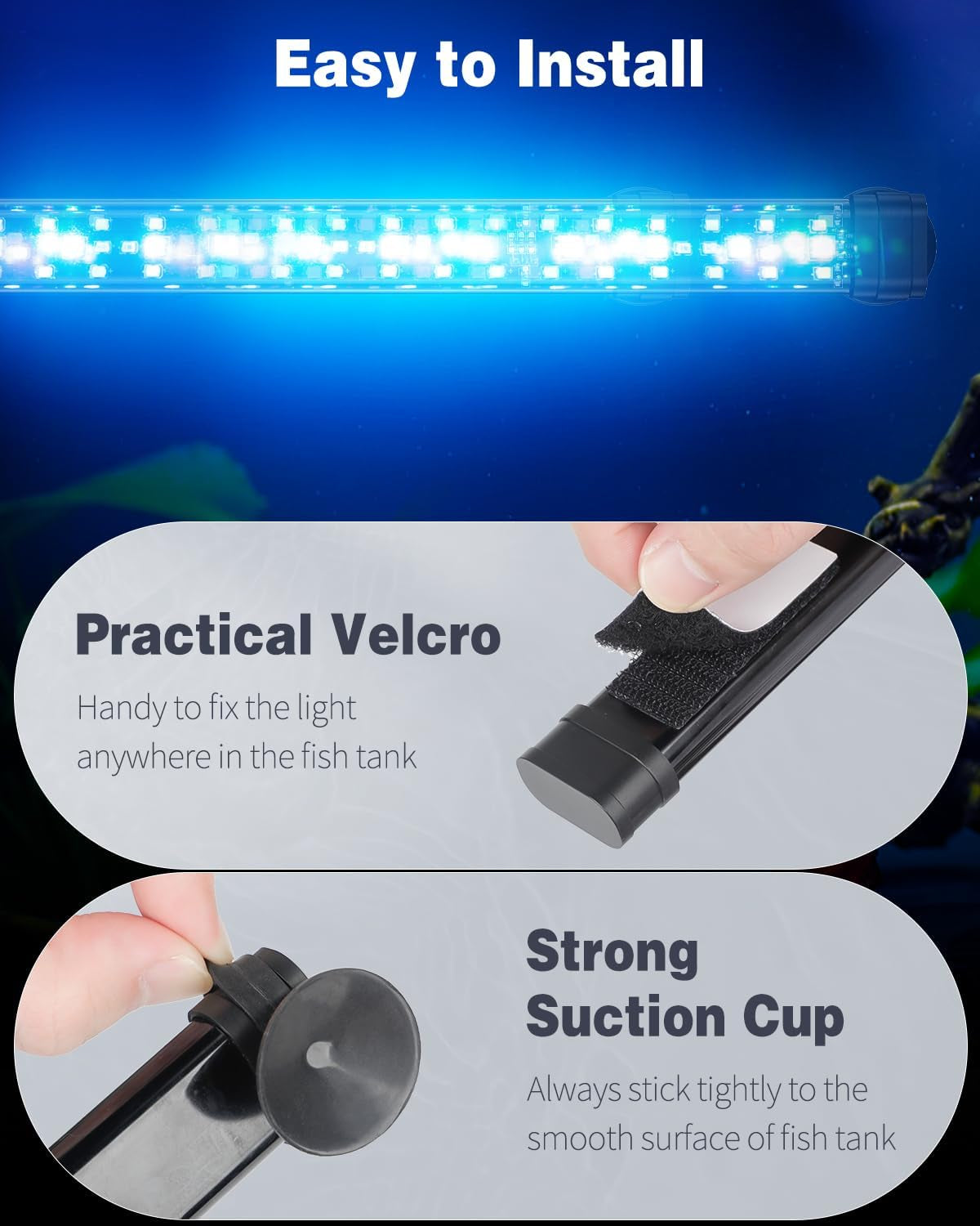 6.5W 12-Inch Aquarium LED Light with Full Spectrum, IPX8 Waterproof, Multi-Colored LEDs, Day/Night Mode, Single Color Effects, Timer, and Adjustable Brightness