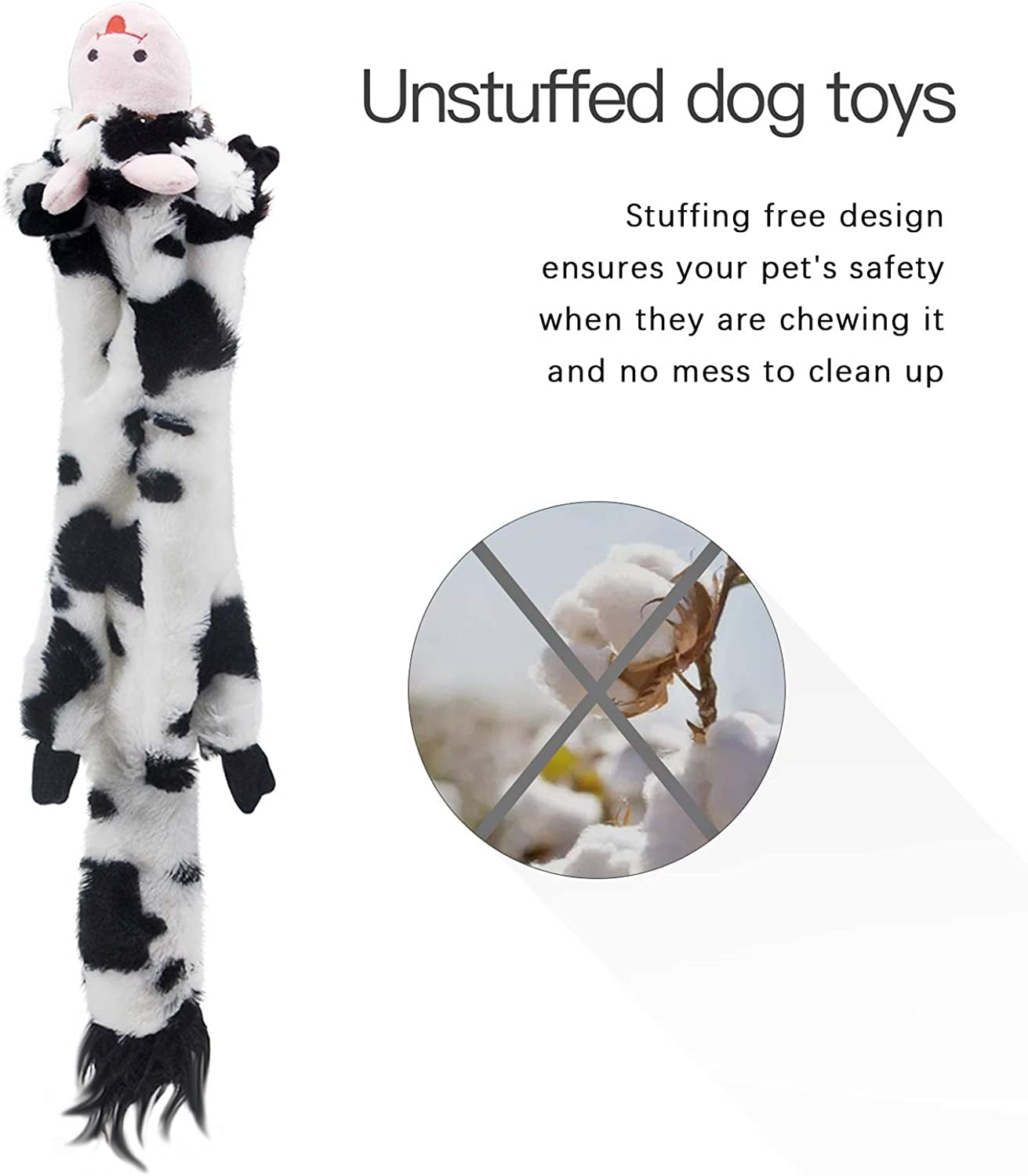 5-Pack Dog Squeaky Toys - Crinkle Plush Chew Toys - Medium, Large Dogs, No Stuffing, Multi-Colored