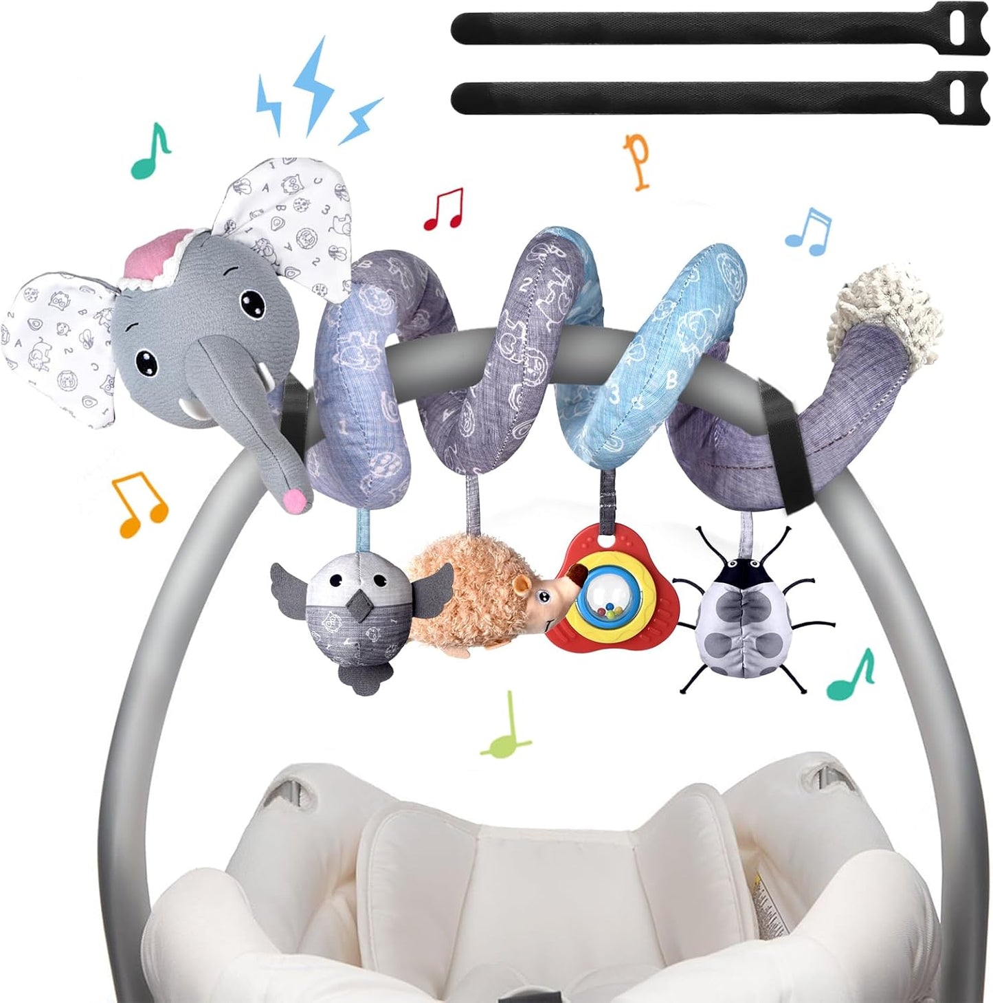 Infant Car Seat and Stroller Toys for Newborns, Suitable for 0-3 Months, Gray