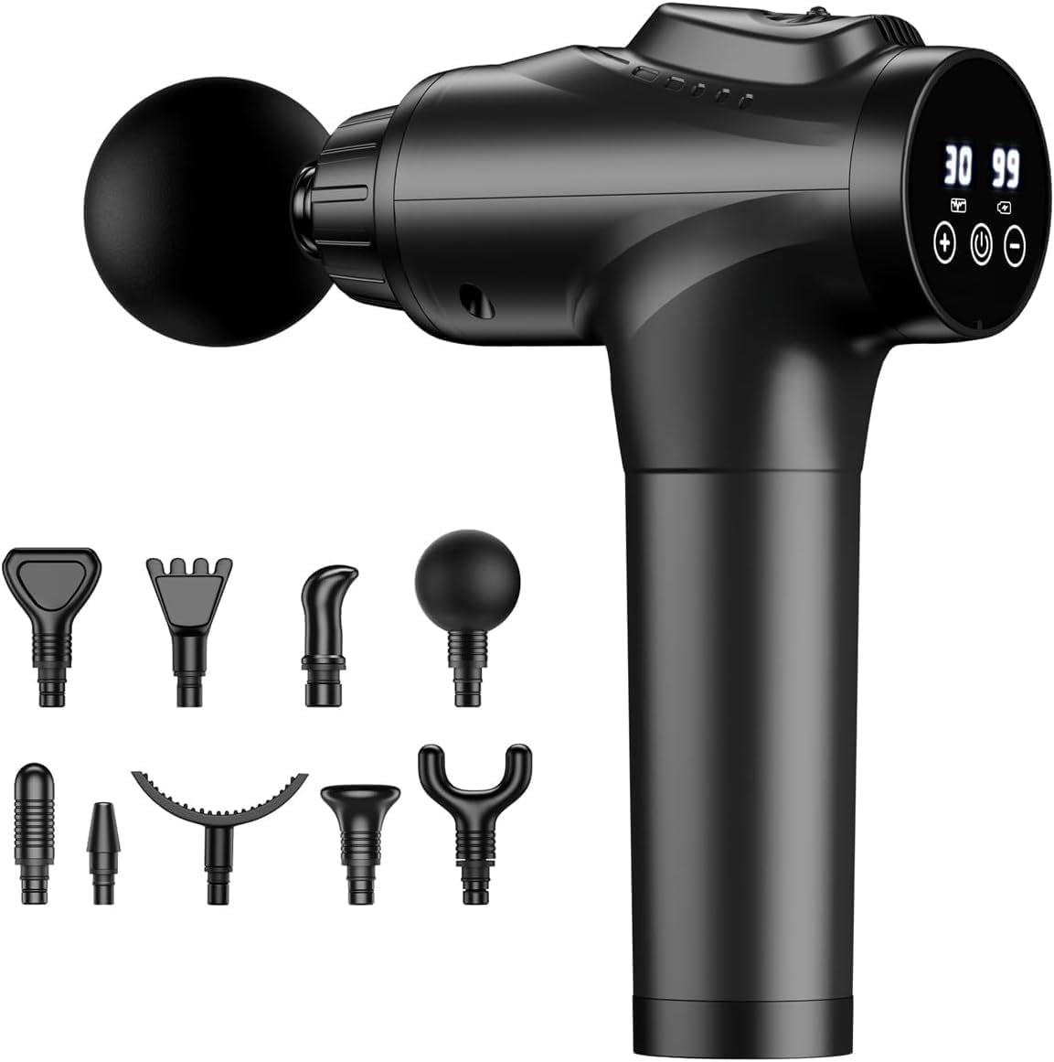 Professional Handheld Deep Tissue Massage Gun for Athletes - 30 Speed Levels with 9 Interchangeable Heads