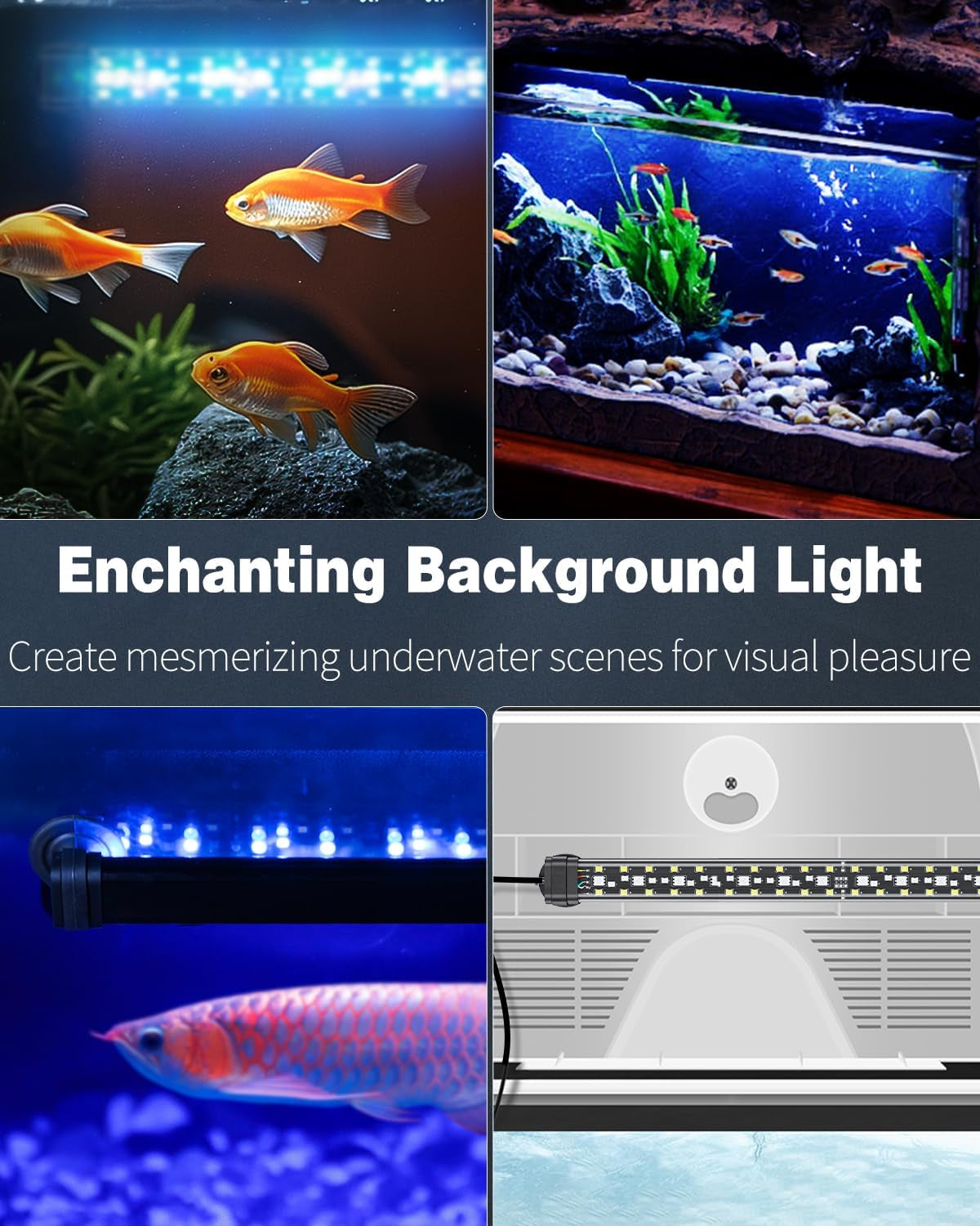 6.5W 12-Inch Aquarium LED Light with Full Spectrum, IPX8 Waterproof, Multi-Colored LEDs, Day/Night Mode, Single Color Effects, Timer, and Adjustable Brightness