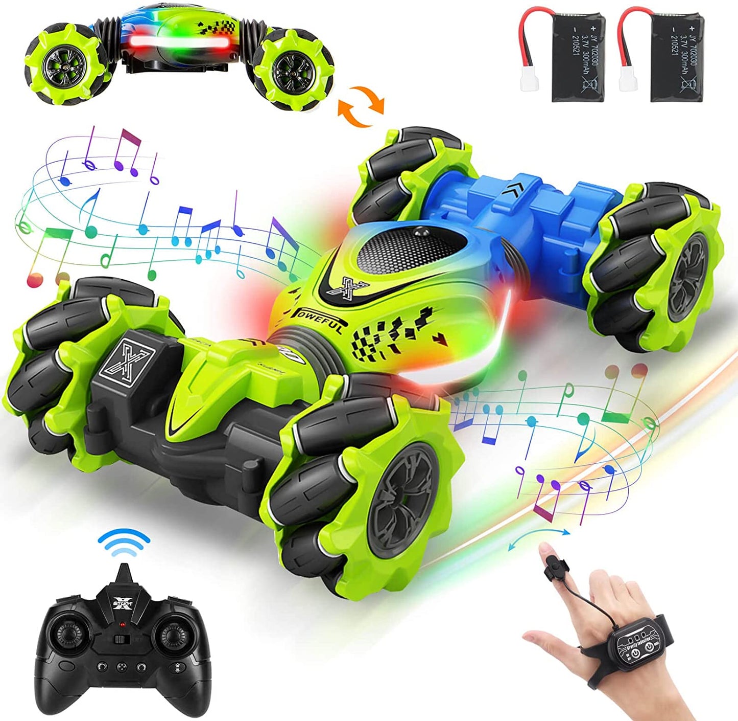 360° Rotate All-Round Drift Gesture Sensing RC Stunt Car 4WD Off-Road 2.4Ghz with Lights Music Ages 6+
