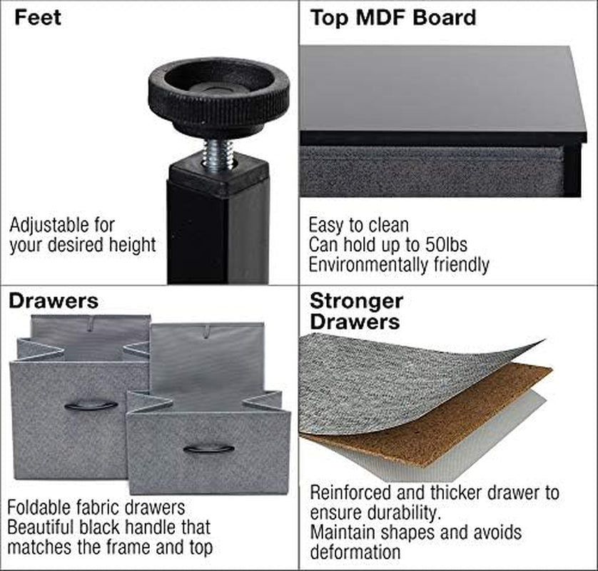 Fabric Dresser with 5 Drawers - Dresser for Bedroom - Wide Dresser Storage - Organizer Unit with Wood Top & Easy Pull Handle for TV Stand, Closet, Living Room, Nursery Room & Dorm - Dark Grey