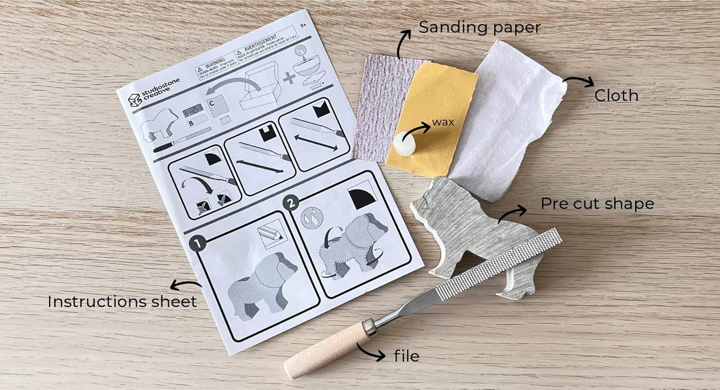 Bear Soapstone Sculpture Carving DIY Arts and Crafts Kit for Kids Adults