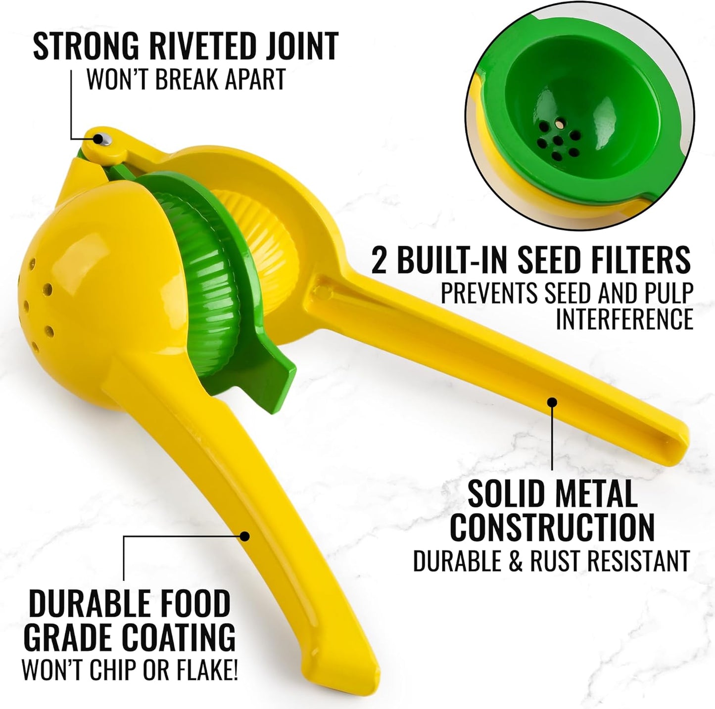 Professional 2-In-1 Manual Lemon Squeezer - Durable Hand Juicer for Maximum Juice Extraction - Effortless Cleaning Citrus Juicer