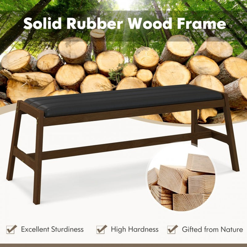 50-Inch Solid Wood Dining Bench with Upholstered Faux Leather Padded Seat