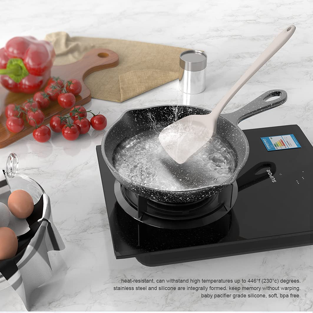 Silicone Kitchen Utensils Set - Heat Resistant Up to 446°F, Includes Turner, Tongs, Spatula, Spoon, Brush, Whisk, Dishwasher Safe and BPA Free