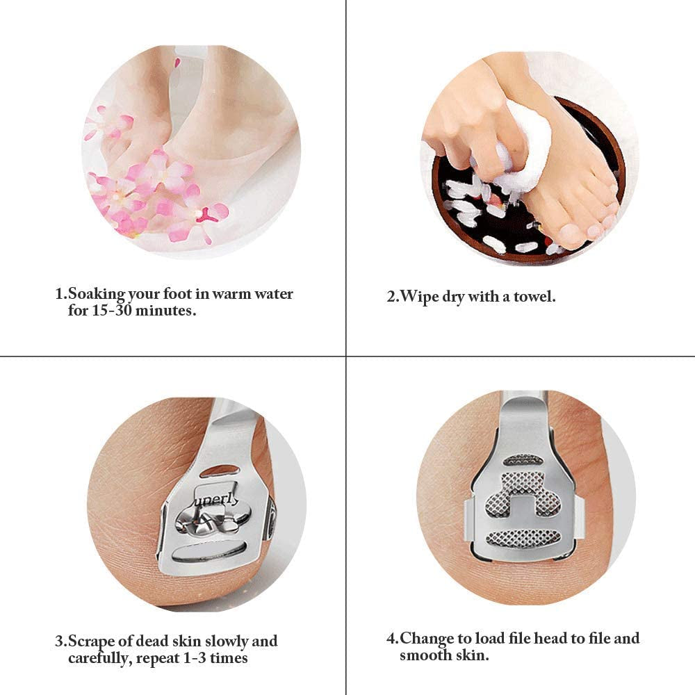 Professional Foot Care Pedicure Callus Shaver with Wooden Handle and 10 Replacement Blades