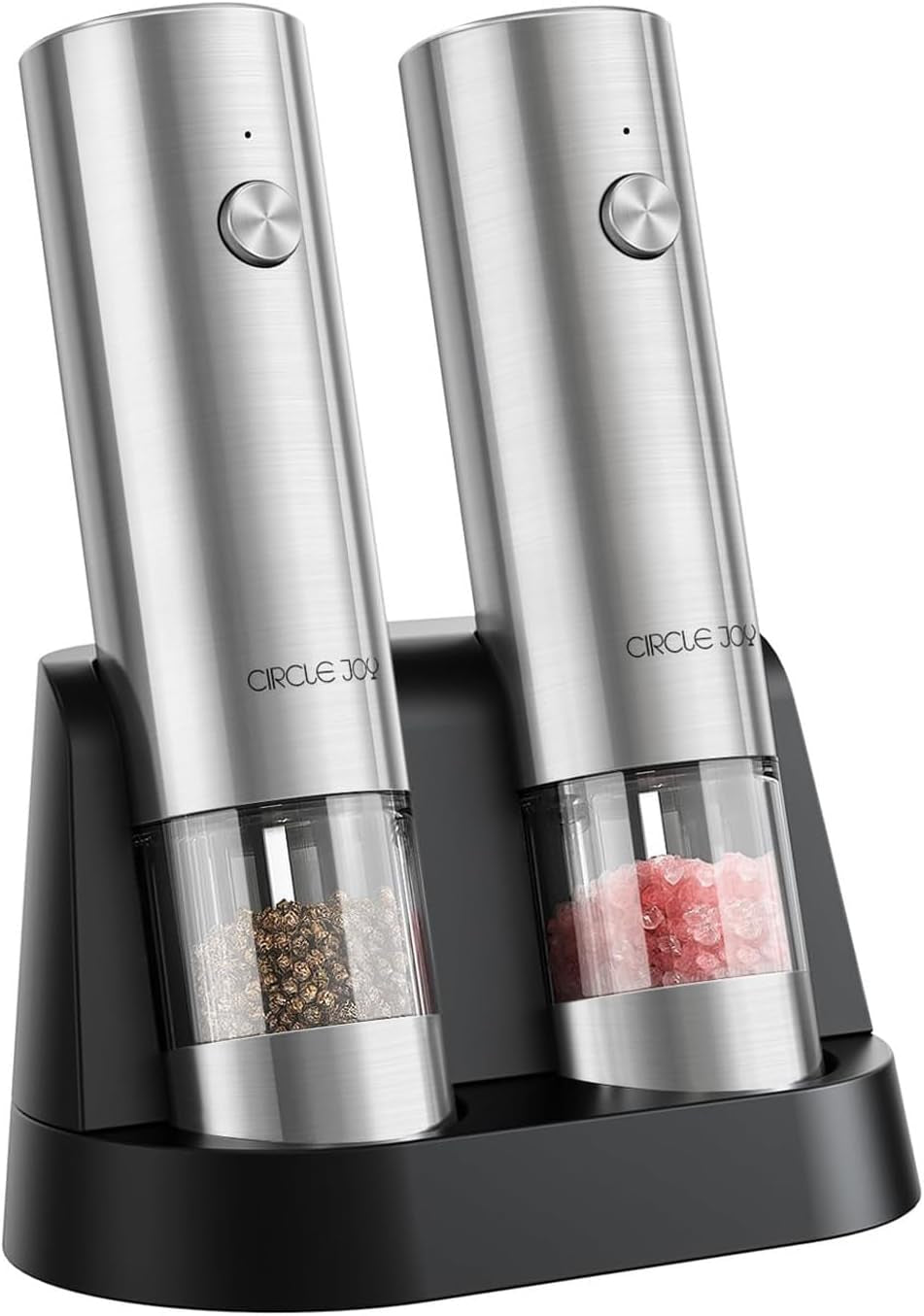 Rechargeable Electric Salt and Pepper Grinder Set with Adjustable Coarseness and Washable 95ml Transparent Container