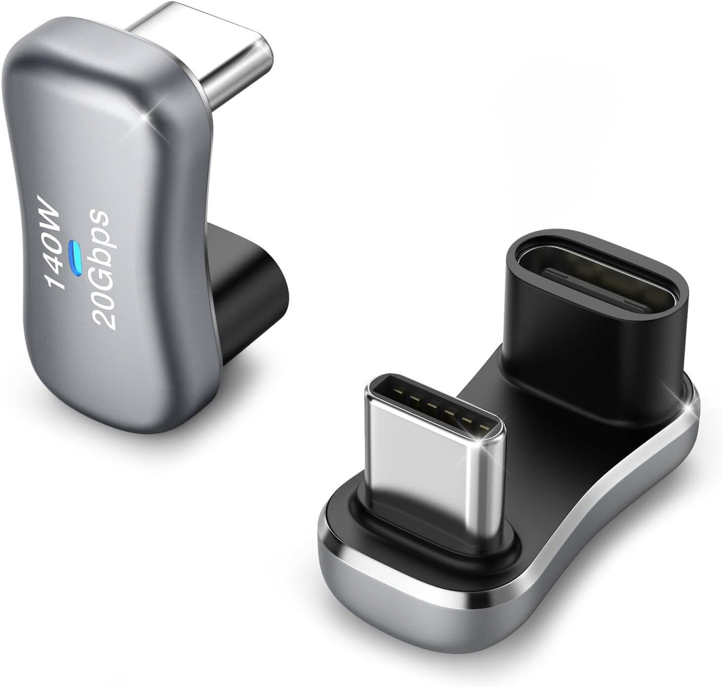 180-Degree USB-C Adapter 2-Pack, U-Shaped Male to Female Connector with PD 100W/10 Gbps, Ideal for Steam Deck, Switch, Laptop, Tablet, and Phone