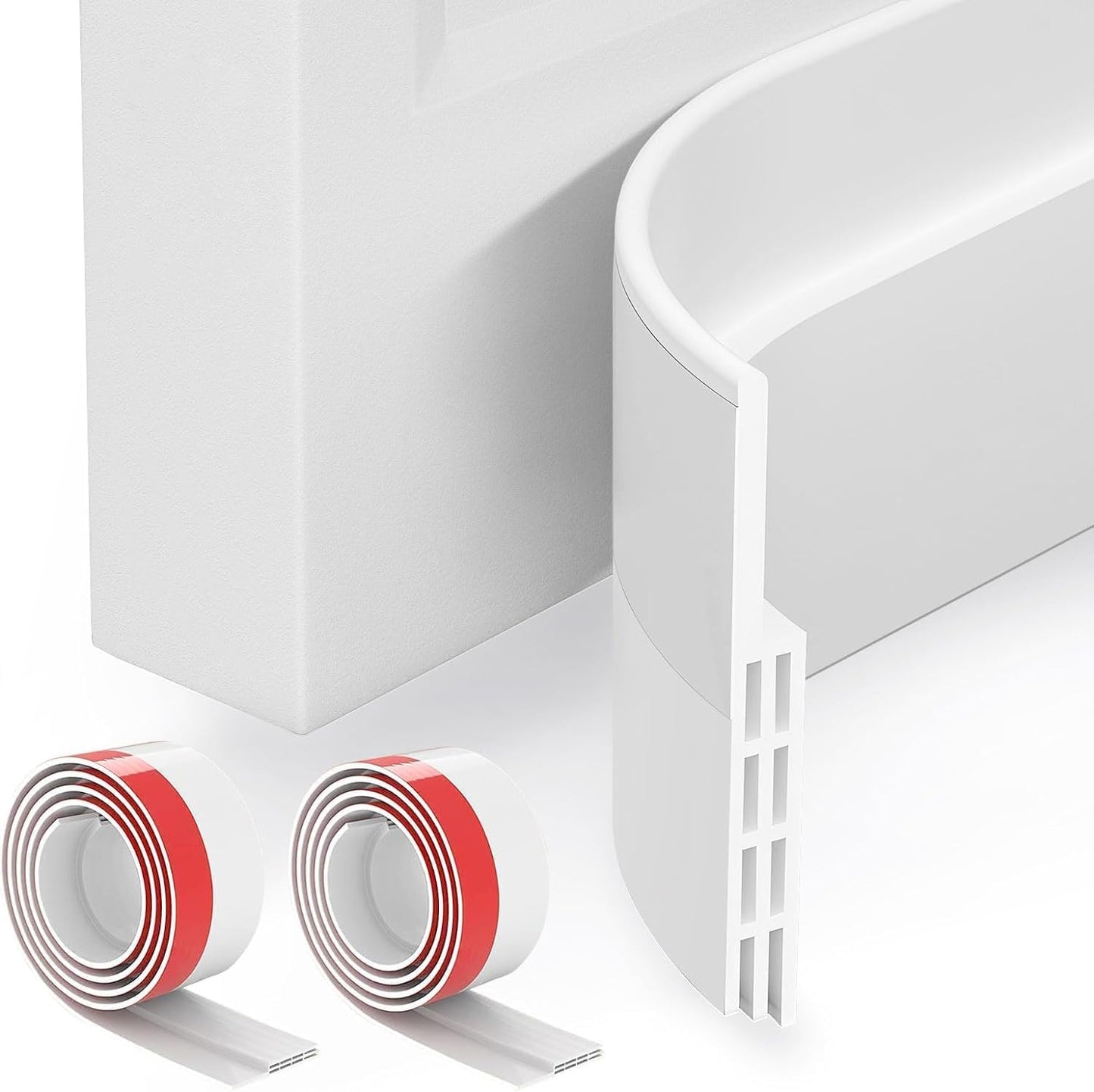 2 Pack Door Draft Stopper, under Door Draft Blocker, Soundproof Weather Stripping Door Seal, 2"" W X 39"" L, White