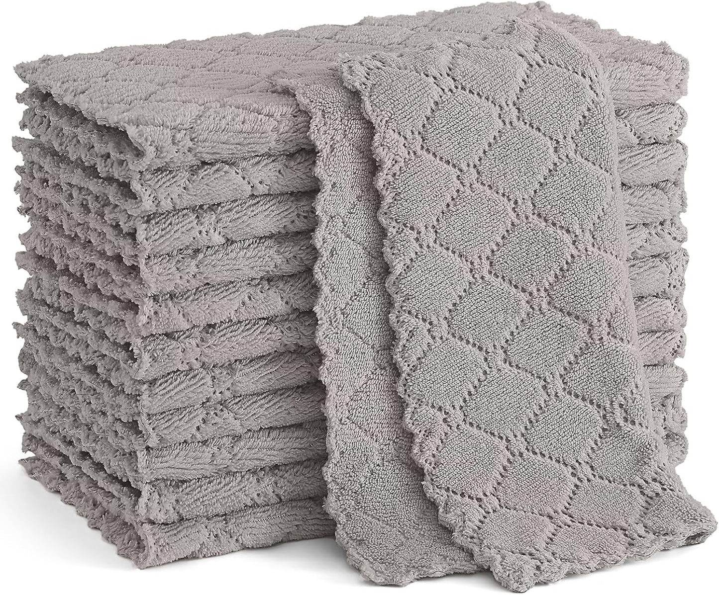 Microfiber Cleaning Cloths - 12 Pack, Ultra Soft & Absorbent Kitchen Towels, 10" x 10", Lint-Free Reusable Cloths