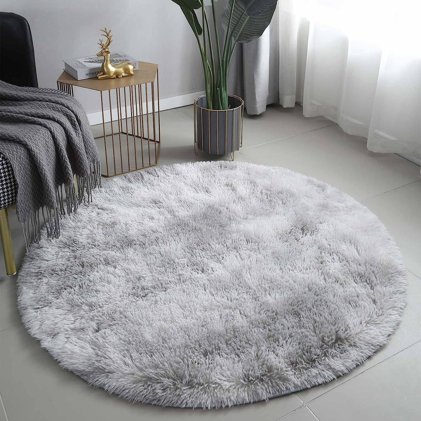 Ultra Soft Modern Shaggy Area Rug for Bedroom and Living Room - Fluffy Throw Carpet for Kids' Rooms (4x6 Feet, Dark Gray)