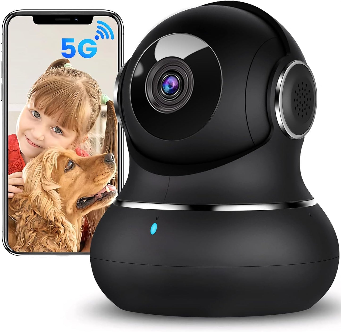 (Set of 2) 2K Indoor Security Camera System - 360° Pet Monitoring with Mobile App, Motion Detection, IR Night Vision, Two-Way Audio, Wireless Baby/Nanny Monitor, Compatible with Alexa